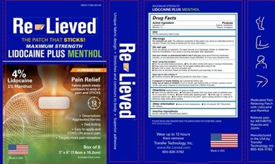 Re-lieved Lidocaine Plus Menthol (Relievedboxlido Menthol Ver2)